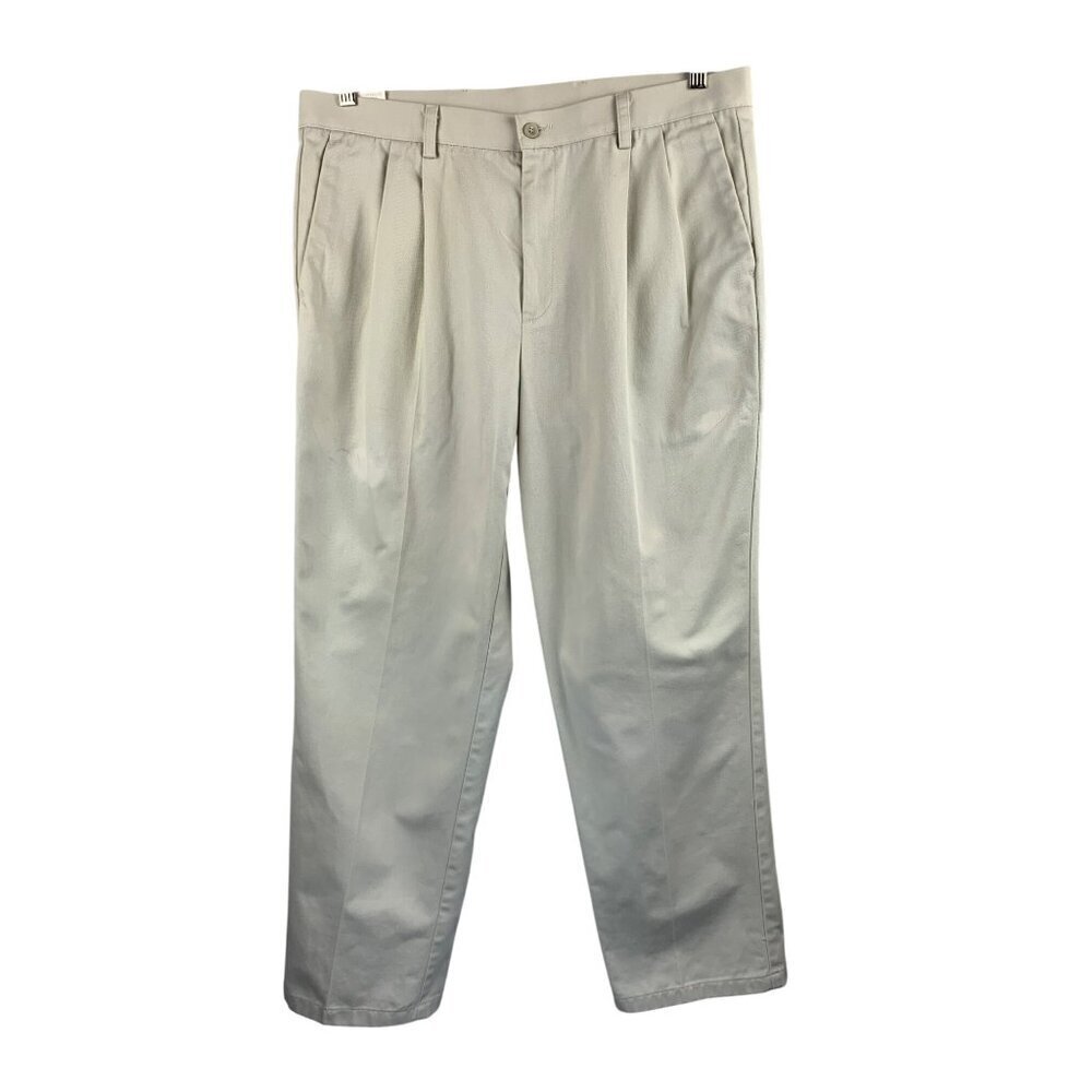 Dockers Mens Pleated Classic Fit Pants W36 L30 100% Cotton Beige